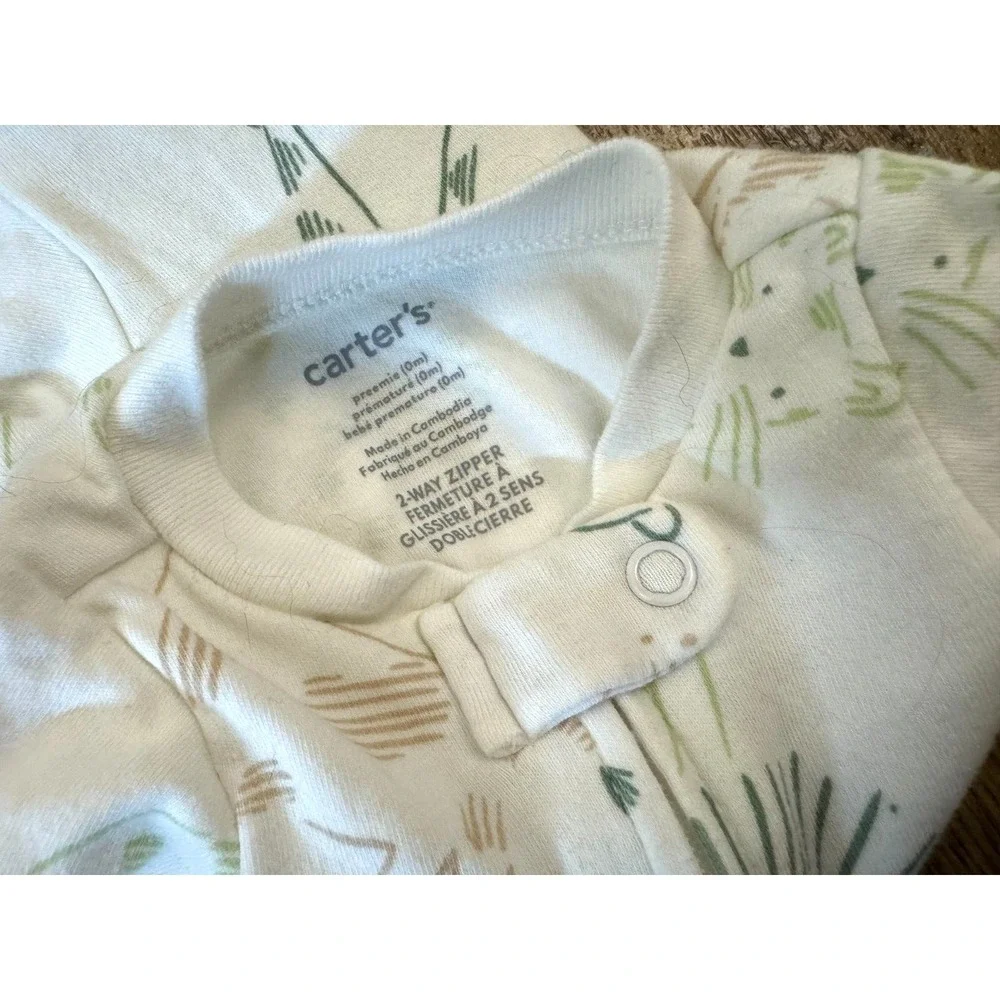 Carters Preemie Baby Boy Girl Unisex Sleeper Outfit Animal Zoo Reborn Doll‎ Lion
